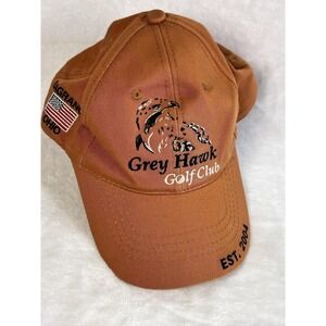 Grey Hawk Golf Club Men's Orange Logo Baseball Cap Hat Lagrange Ohio Town Talk‎